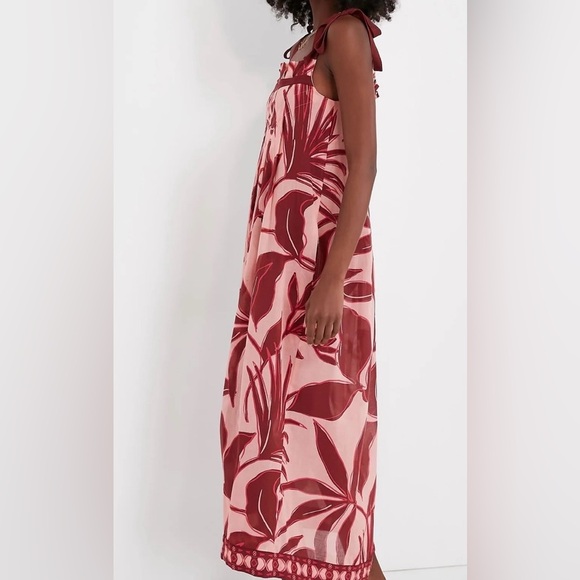 Sangria Palm Tie Shoulder Caftan - Picture 3 of 10